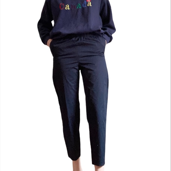 COS Pants - COS 100% Cotton Navy Pull On Elastic Navy Trousers